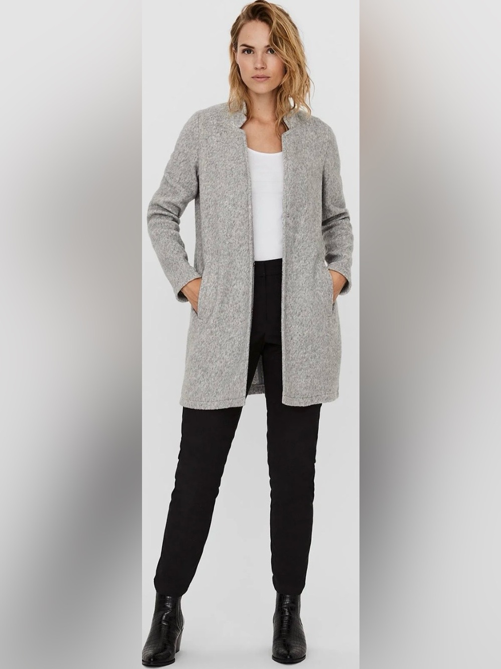 Vero Moda Brushed Katrine Coat in Soft Gray Size Medium NWOT (3)